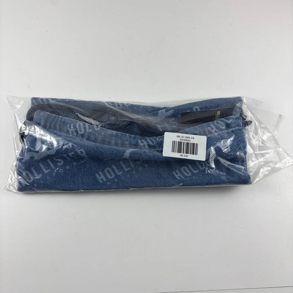 New Hollister Drawstring Backpack Unisex OS Blue Denim Logo Cinch Bag Y2K Casual